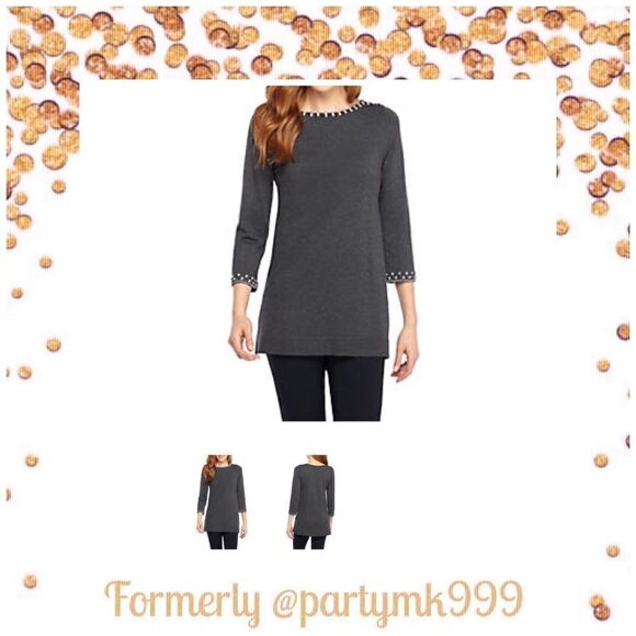 Nwt Boat Neck Knit Top Sweater Crystals Jeweled Baubles Knit Top NEW RETAIL $99 - Picture 5 of 8